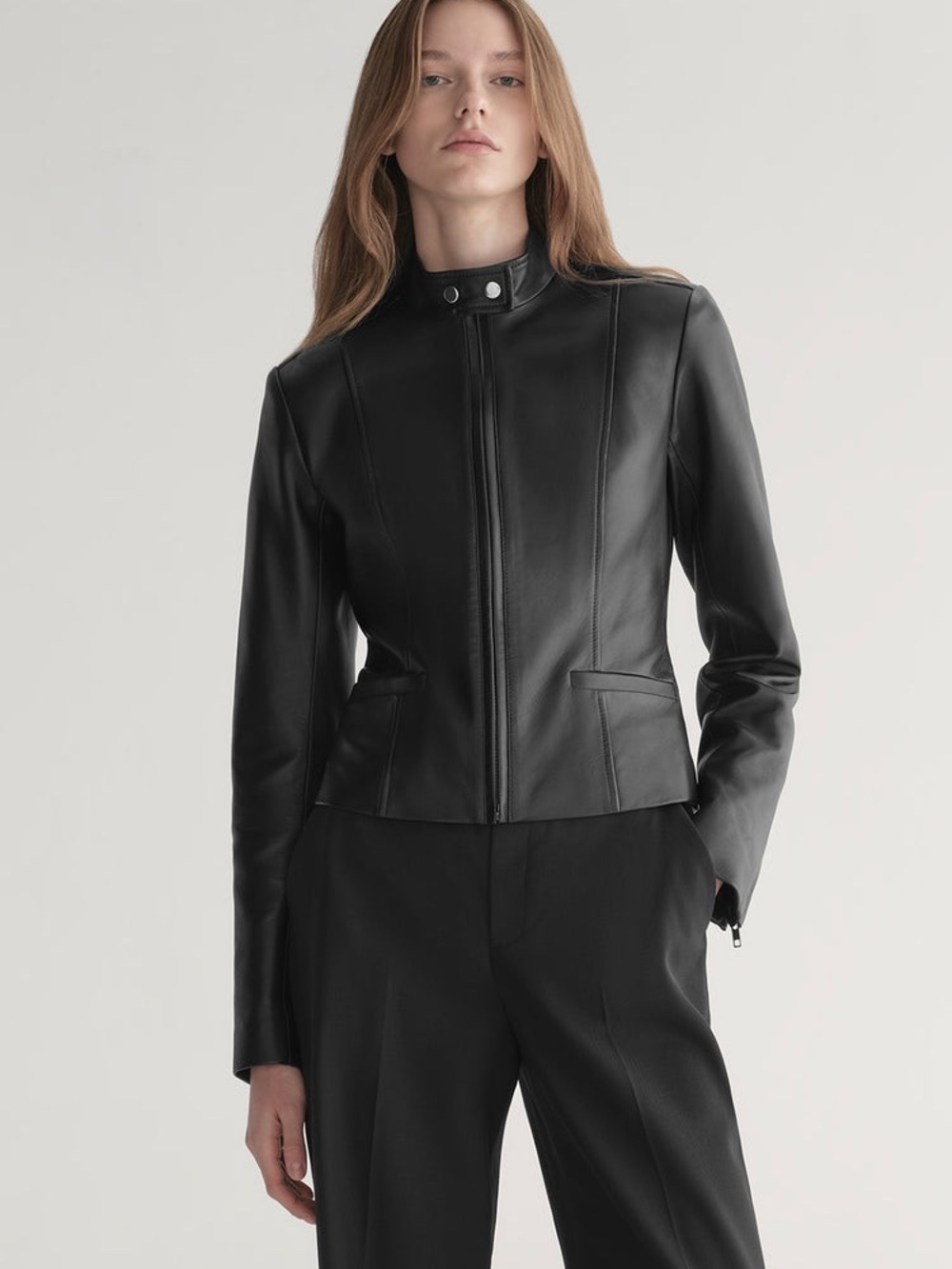 ALC Marlowe Lamb Leather Moto Jacket in Black Sz 4